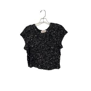 Audrey Parks Sequin Crop Top Party Wear Black Small Stretch